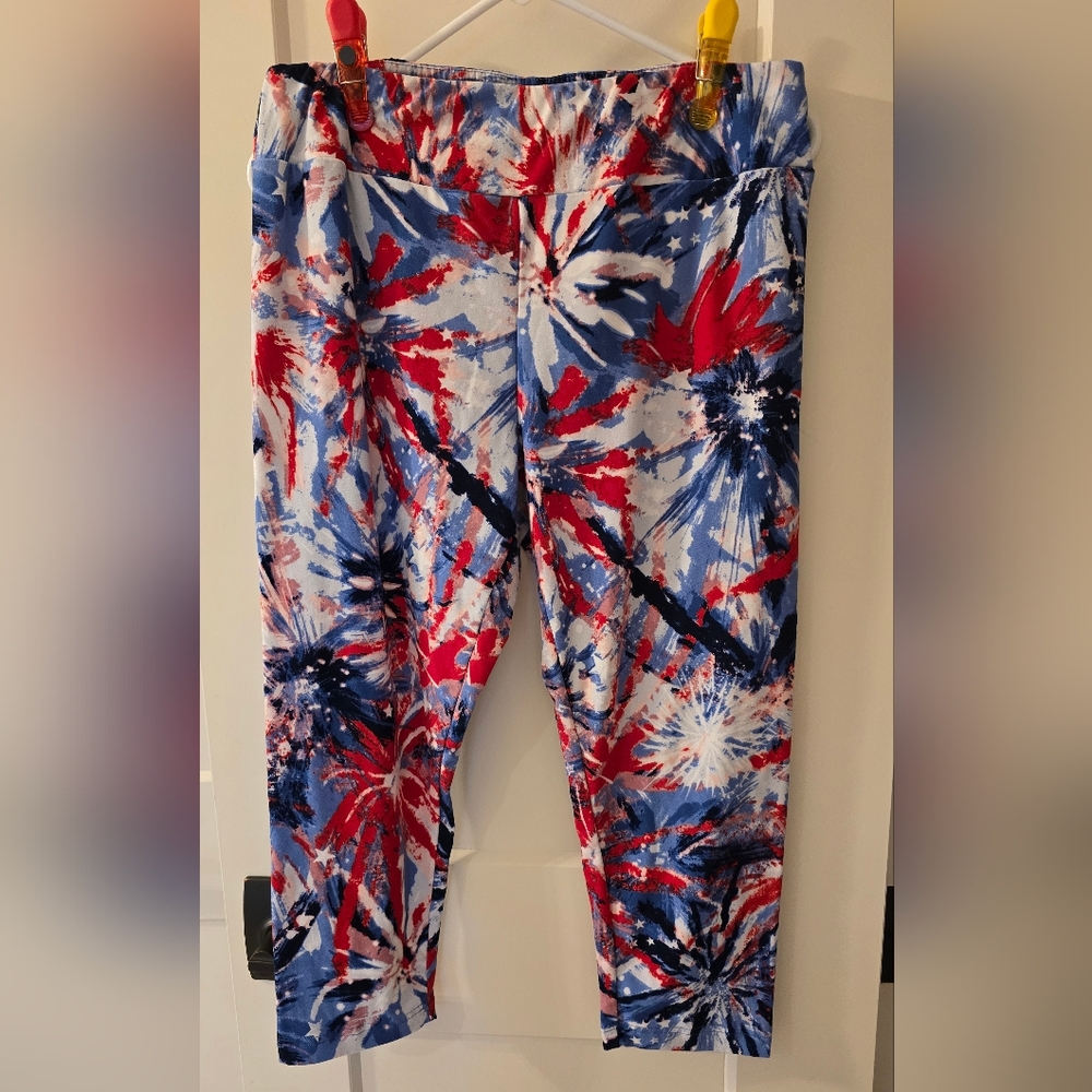 Women's Colorful Tie-Dye Leggings Crop Length Butter Soft! XL